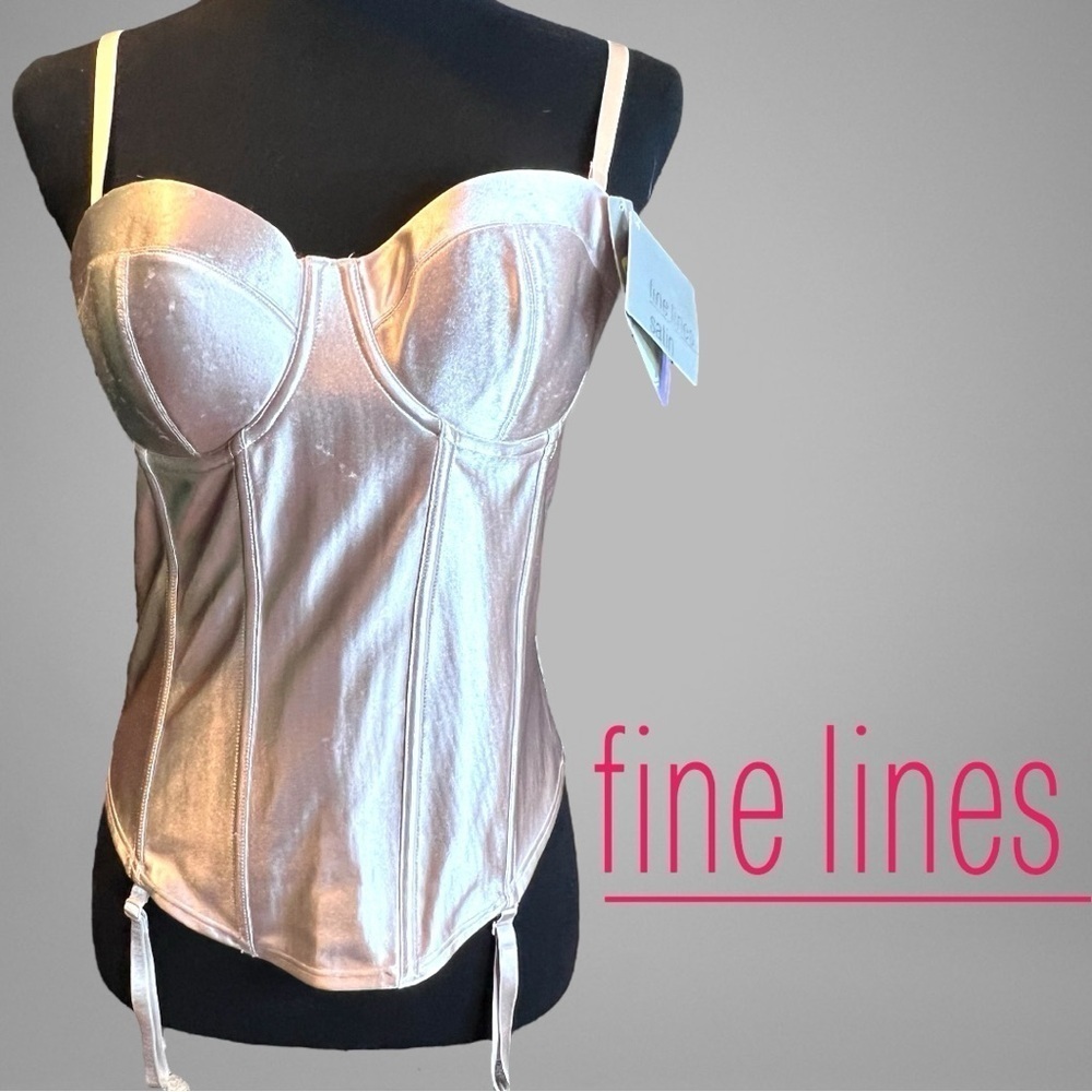 Fine Lines Latte Tan SATIN 32F 4-way Convertible Bustier Bra Corset  Reg. 69.00
